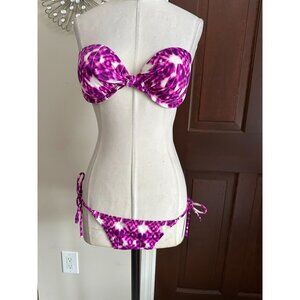 Victoria's Secret fuchsia and white  tie dye bikini 34C and small bottom